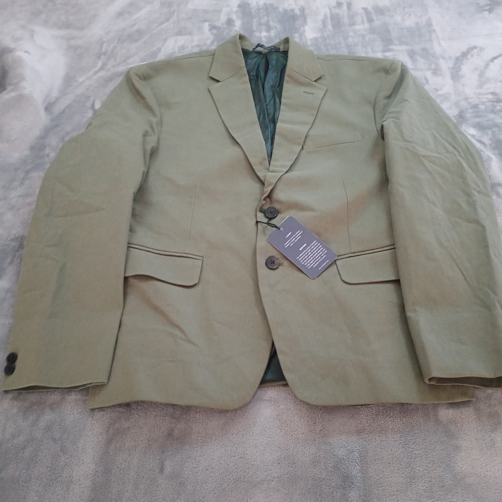 StudioSuits Custom Made Blazer Jacket Mens 44 Olive Green Cotton‎ Chino Stretch